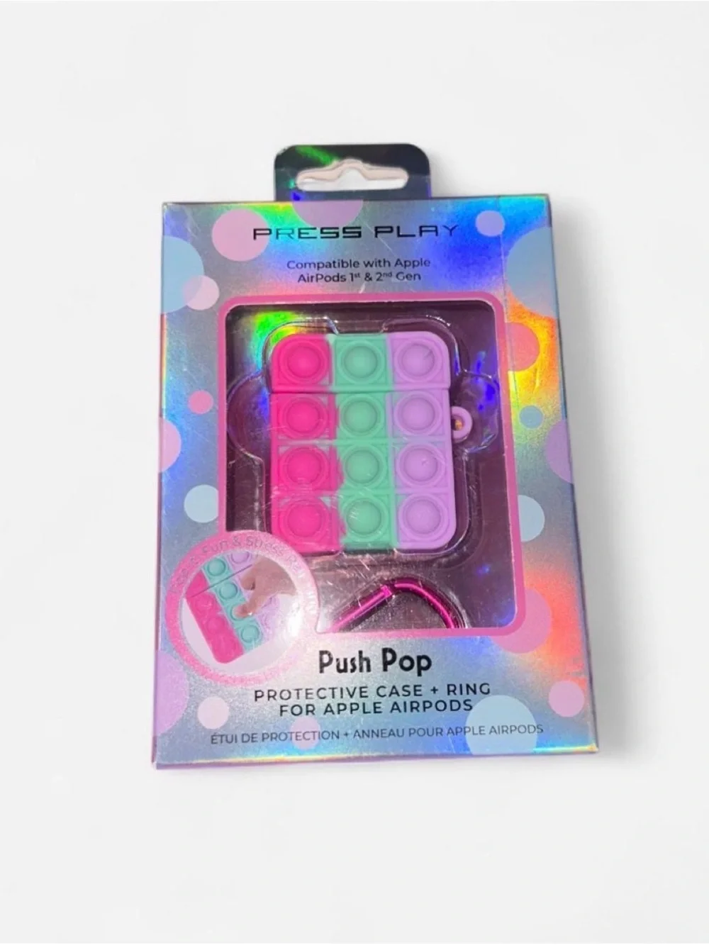 Push Pop Protective Case for Apple AirPods - Pink/Green/Purple